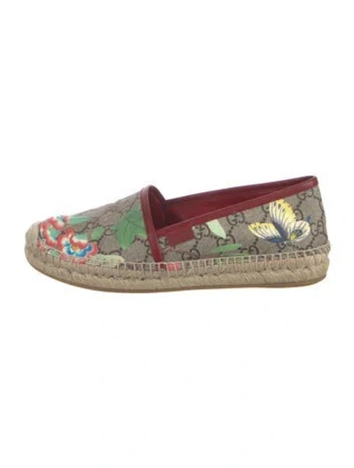 Pre-owned Gucci Gg Supreme Braided Accents Espadrilles In Neutral