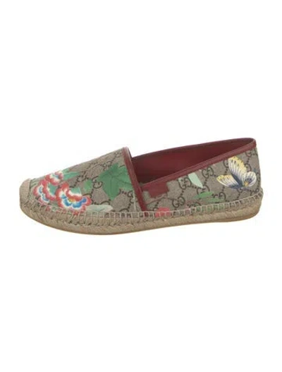 Pre-owned Gucci Gg Supreme Braided Accents Espadrilles In Neutrals