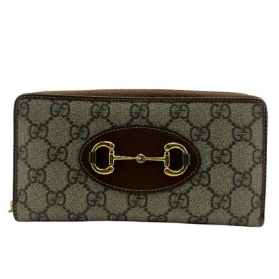 Pre-owned Gucci Gg Supreme Brown Pvc Leather Long Wallet (bi-fold) ()