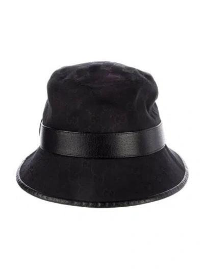 Pre-owned Gucci Gg Supreme Bucket Hat In Black
