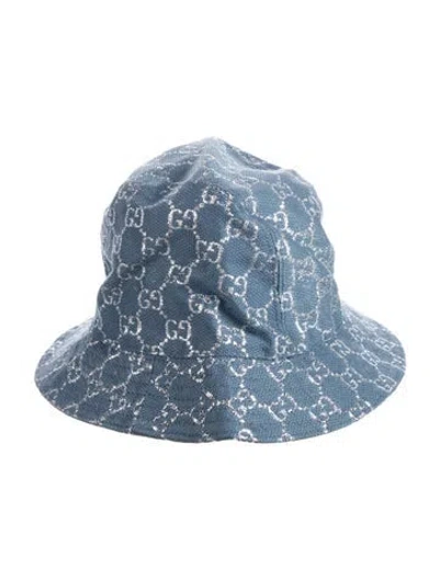 Pre-owned Gucci Gg Supreme Bucket Hat In Blue
