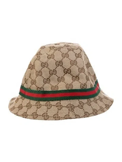 Pre-owned Gucci Babies' Gg Supreme Bucket Hat In Neutral