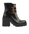 Gucci Gg Supreme Buckle Ankle Boots In Black