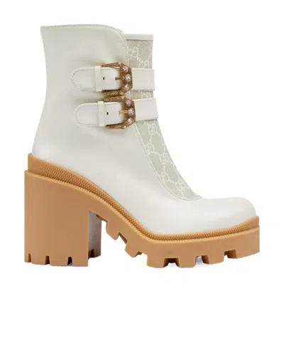 Gucci Gg Supreme Buckle Ankle Boots In Multi