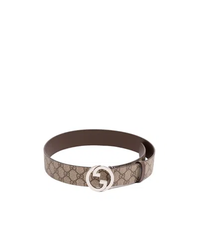 Gucci Gg Supreme Buckle Belt In Brown