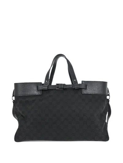 Pre-owned Gucci Gg Supreme Buckle Tote Bag In Black