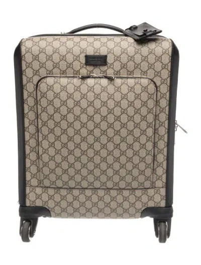 Pre-owned Gucci Gg Supreme Cabin Trolley Suitcase In Black/neutrals