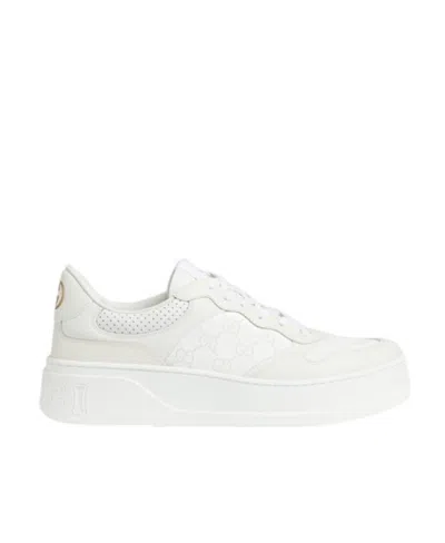 Gucci Gg Supreme-canvas 55mmm Leather Sneakers In White