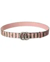 Gucci Gg Supreme Canvas & Leather Belt In Beige