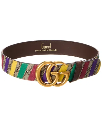 Gucci Gg Supreme Canvas & Leather Belt In Multi
