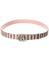 Gucci Gg Supreme Canvas & Leather Belt In Pink