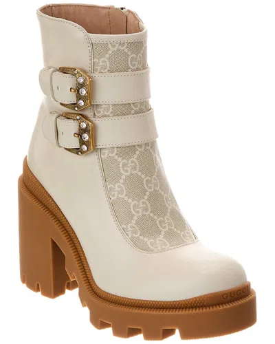 Gucci Gg Supreme Canvas & Leather Bootie In White