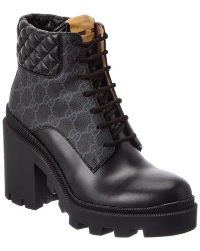 Gucci Gg Supreme Canvas & Leather Boot In Black