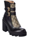 Shop Gucci Dnu  Gg Supreme Canvas & Leather Bootie In Black