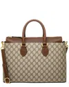 Gucci Gg Logo Large Canvas Tote In Beige