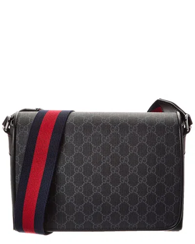 Gucci Gg Supreme Canvas & Leather Crossbody In Black