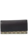Gucci Gg Supreme Canvas & Leather Long Wallet In Black