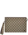 Gucci Gg Supreme Canvas & Leather Pouch In Multi