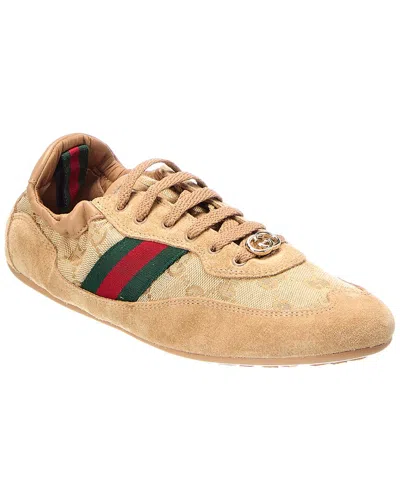 Gucci Gg Supreme Canvas & Leather Sneaker In Brown