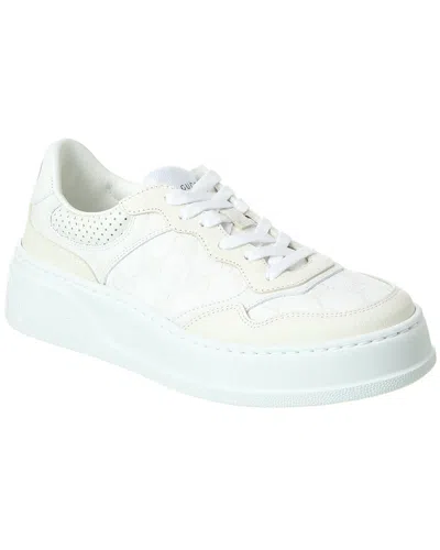 Gucci Gg Embossed Leather Sneaker In White