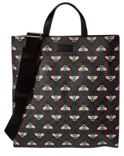 Gucci Gg Supreme Canvas & Leather Tote In Black