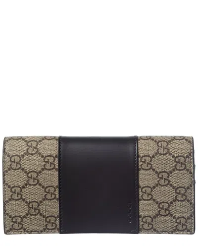 Gucci Gg Supreme Canvas & Leather Wallet In Multi
