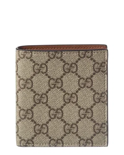 Gucci Gg Supreme Canvas & Leather Wallet In Brown