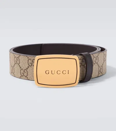 Gucci Gg Supreme Canvas Belt In Brown