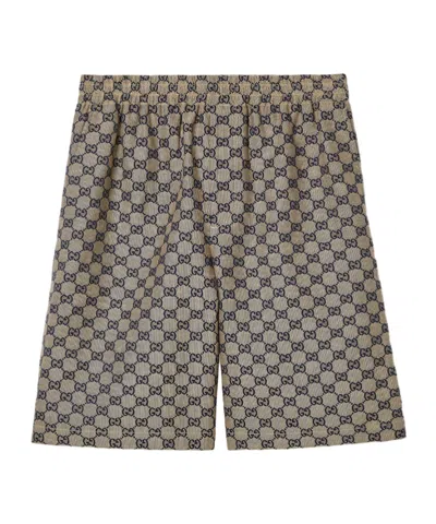 Gucci Gg Supreme Canvas Bermuda Shorts In Gray
