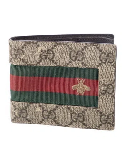 Pre-owned Gucci Gg Supreme Canvas Bifold Wallet In Brown