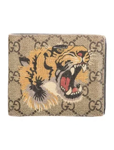 Pre-owned Gucci Gg Supreme Canvas Bifold Wallet In Brown