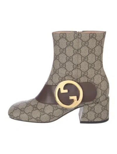 Pre-owned Gucci Gg Supreme Canvas Boots In Neutral