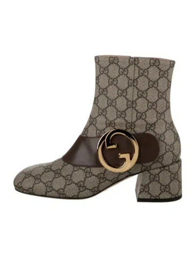 Pre-owned Gucci Gg Supreme Canvas Boots W/ Tags In Neutrals