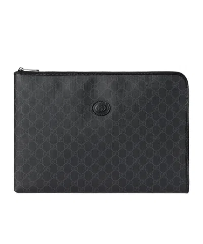 Gucci Gg Supreme Canvas Briefcase In Black