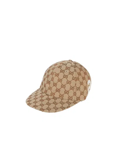 Gucci Gg Supreme Canvas Cap In Nude