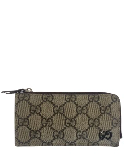 Gucci Gg Supreme Canvas Card Coin Case (authentic Pre-loved) In Brown