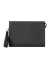 Gucci Gg Pouch With Grey Trim In Black