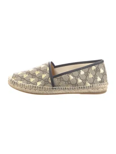 Pre-owned Gucci Gg Supreme Canvas Espadrilles In Brown/metallic