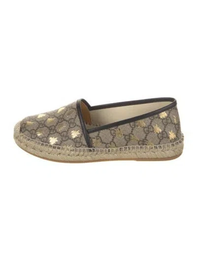 Pre-owned Gucci Gg Supreme Canvas Espadrilles In Gold/neutrals