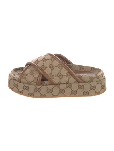 Pre-owned Gucci Gg Supreme Canvas Espadrilles In Neutral