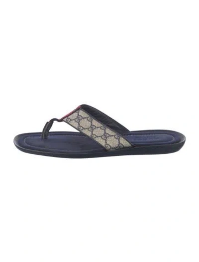 Pre-owned Gucci Gg Supreme Canvas Flip Flops In Blue