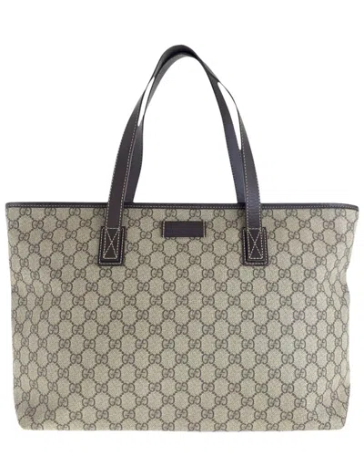 Gucci Gg Supreme Canvas Leather Tote Bag (authentic Pre-loved)