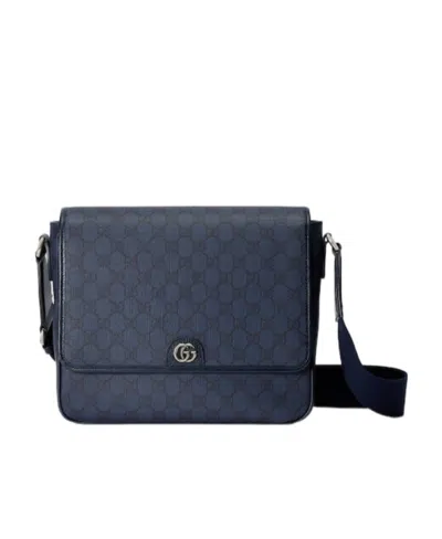 Gucci Gg Supreme Canvas Messenger Bag In Black