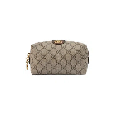Pre-owned Gucci Gg Supreme Canvas Ophidia Cosmetic Case 'beige/new Acero' In Tan