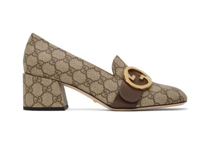 Pre-owned Gucci Gg Supreme Canvas Pumps (women's) Sneakers In Beige/ebony