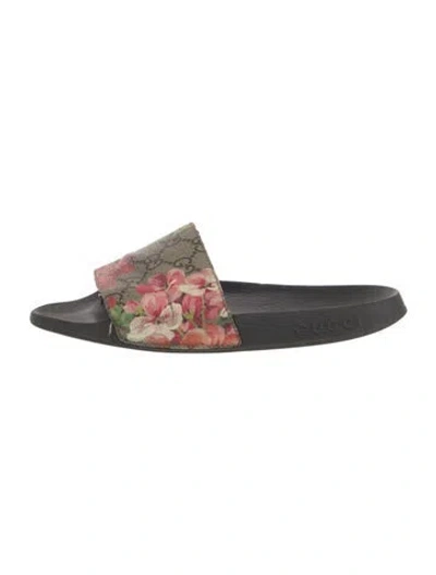 Pre-owned Gucci Gg Supreme Canvas Slides In Neutral
