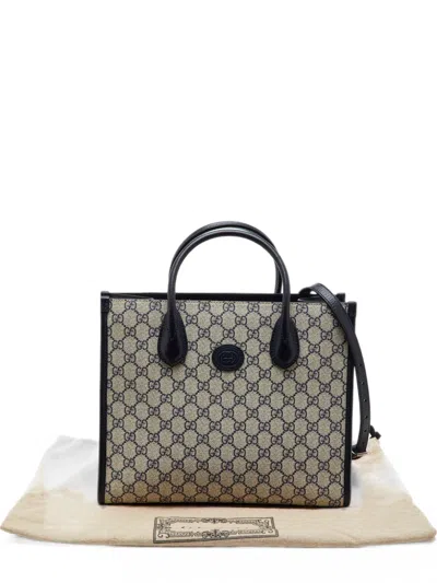 Pre-owned Gucci Gg Supreme Canvas Tote Bag In Neutrals