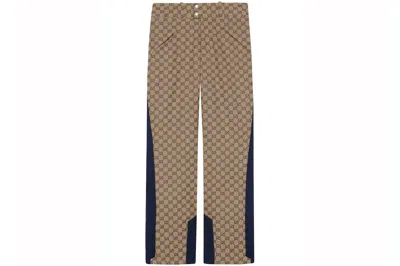 Pre-owned Gucci Gg Supreme Canvas Trousers Beige/navy Blue