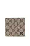 Gucci Gg Supreme Fabric And Leather Wallet With Frontal Logo