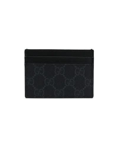 Pre-owned Gucci Gg Supreme Card Case In Black